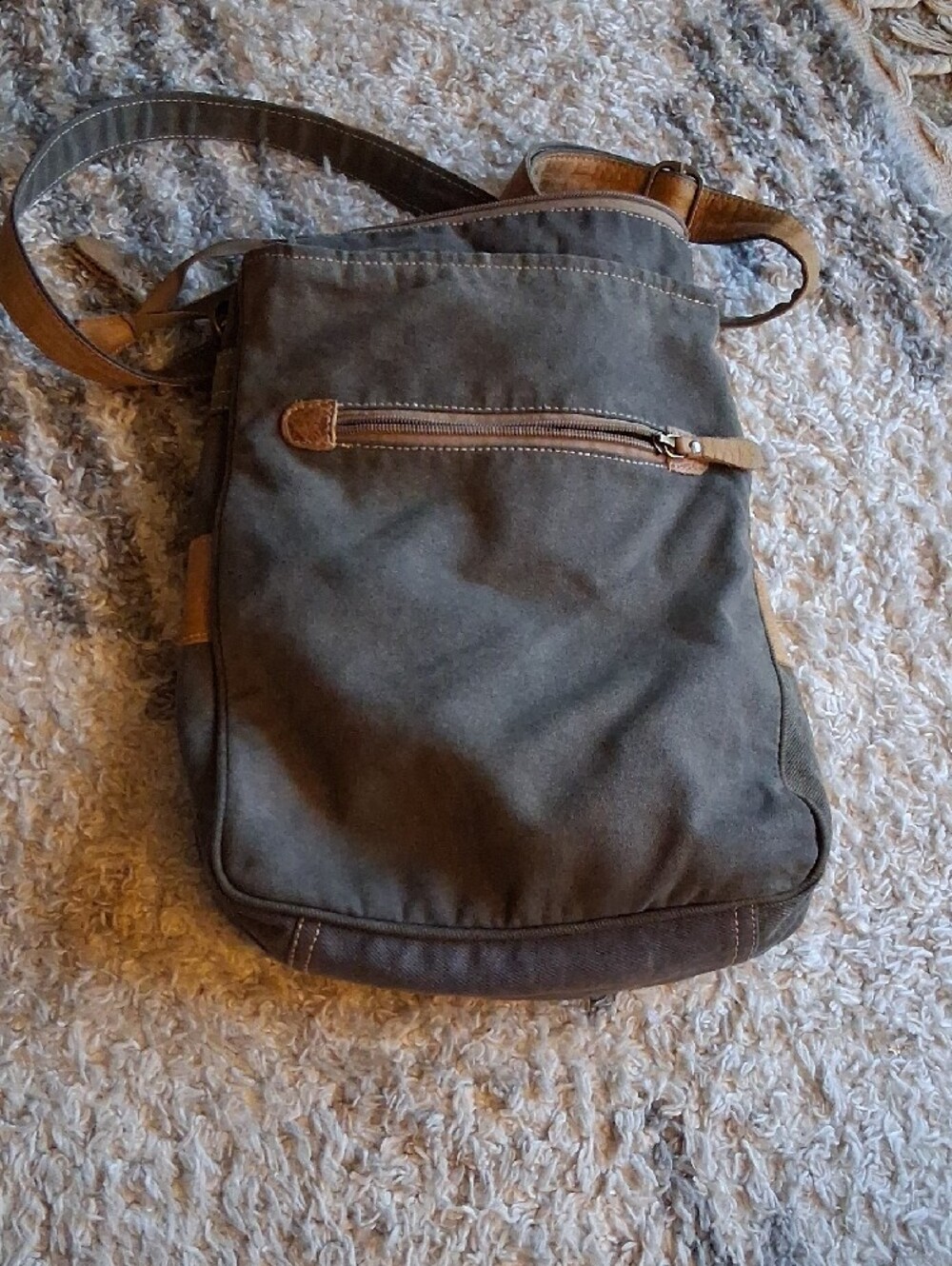 Myra Bag Canvas Leather Floral Crossbody Bag in Beige and Brown - Picture 15 of 16